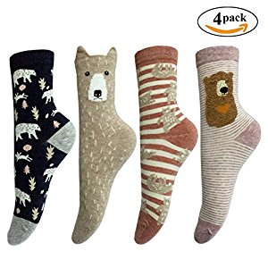 LOTUYACY Cute Animal Design Women's Girls Casual Comfort Cotton Crew Socks: Gifts for bear lovers
